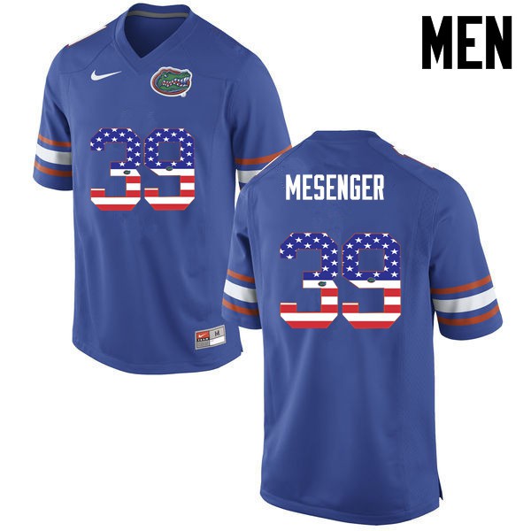 Florida Gators Men #39 Jacob Mesenger College Football USA Flag Fashion Blue
